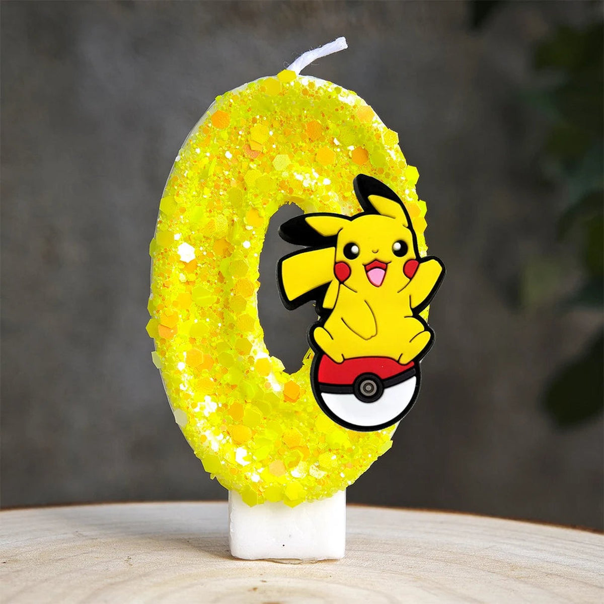 Yellow Pikachu birthday number candle – Pikachu Poké Ball 0