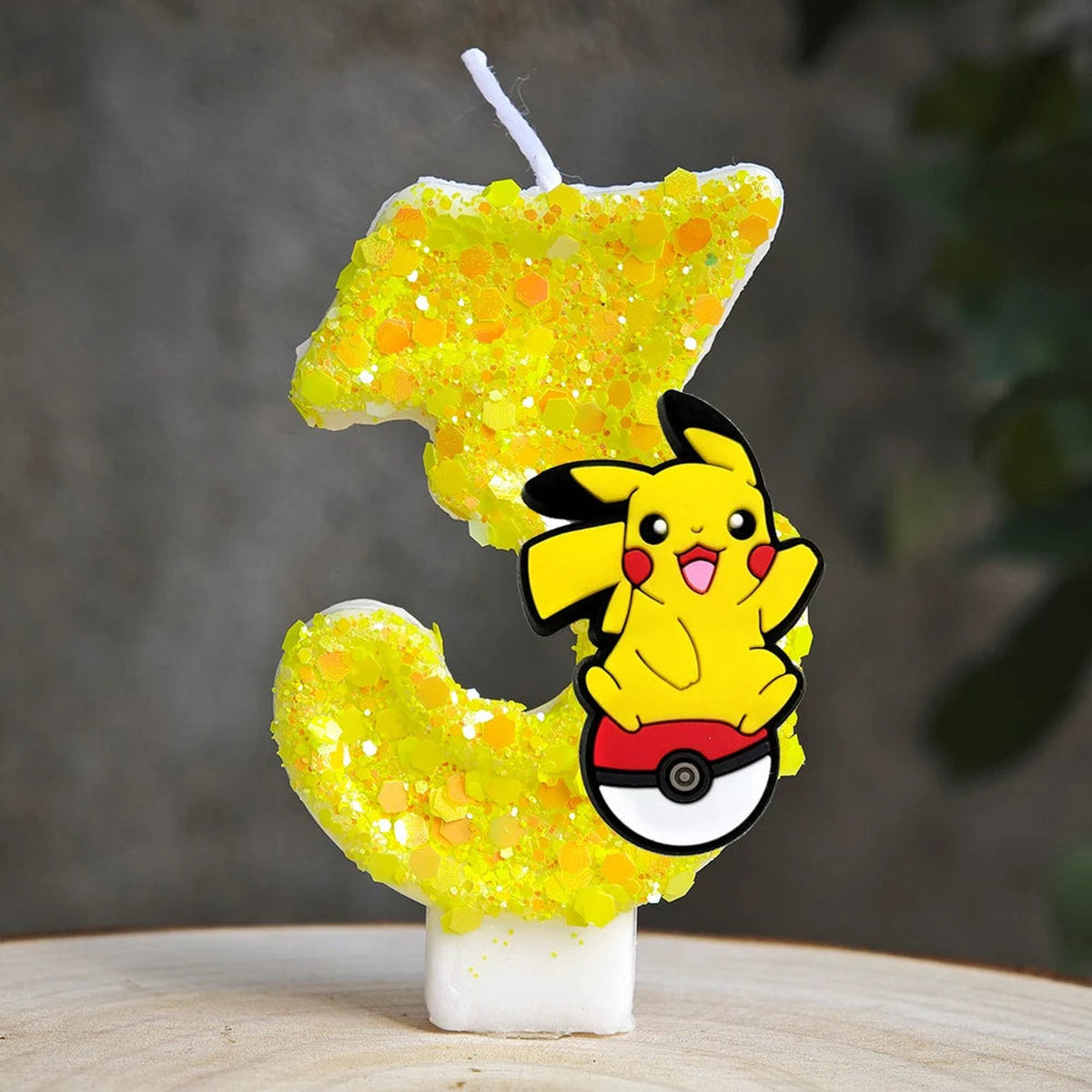 Yellow Pikachu birthday number candle – Pikachu Poké Ball 3