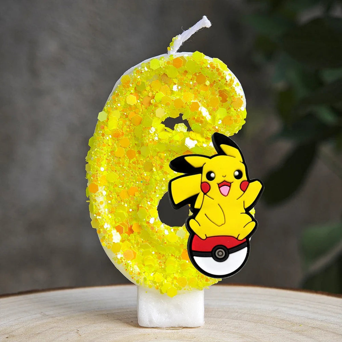 Yellow Pikachu birthday number candle – Pikachu Poké Ball 6