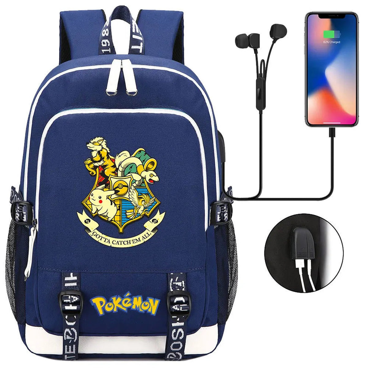 Pikachu canvas backpack with USB port – 26