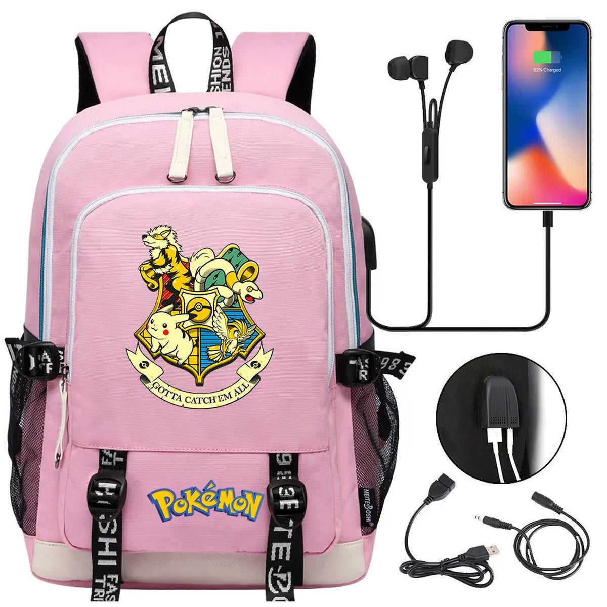 Pikachu canvas backpack with USB port – 27