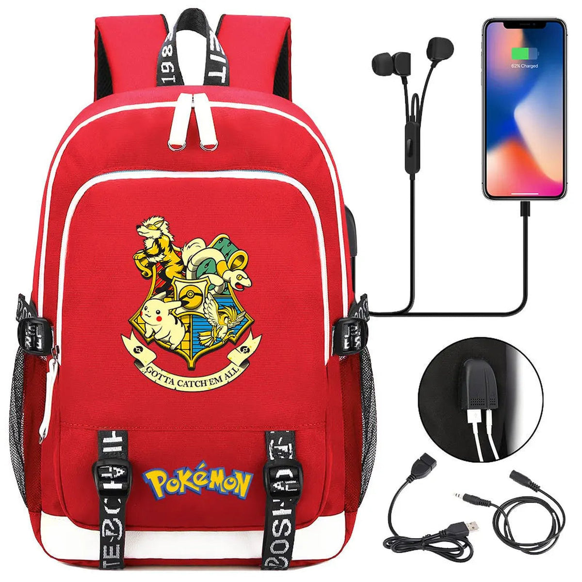 Pikachu canvas backpack with USB port – 29