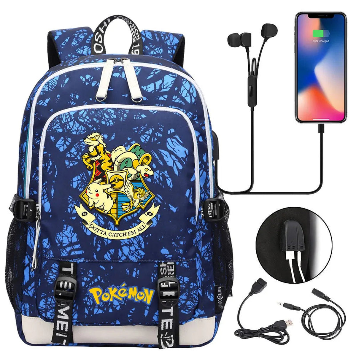 Pikachu canvas backpack with USB port – 33