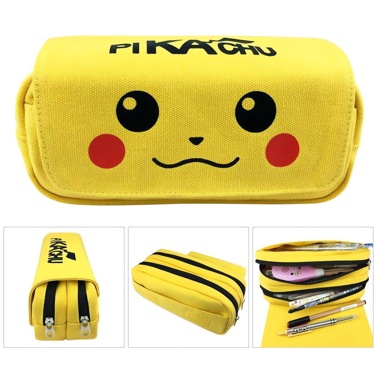 Pikachu canvas pencil case with two compartments