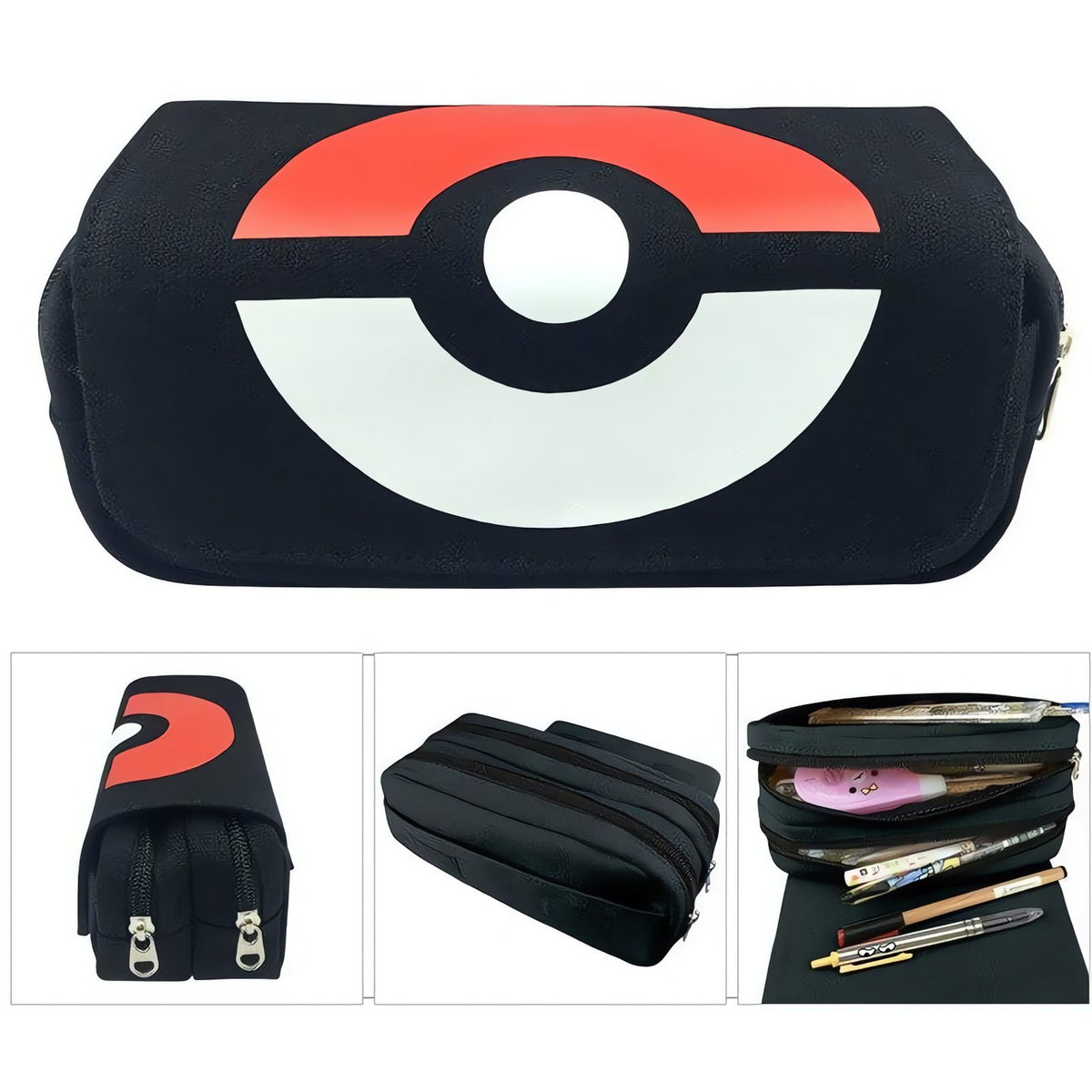 Pikachu canvas pencil case with two compartments – Poké Ball