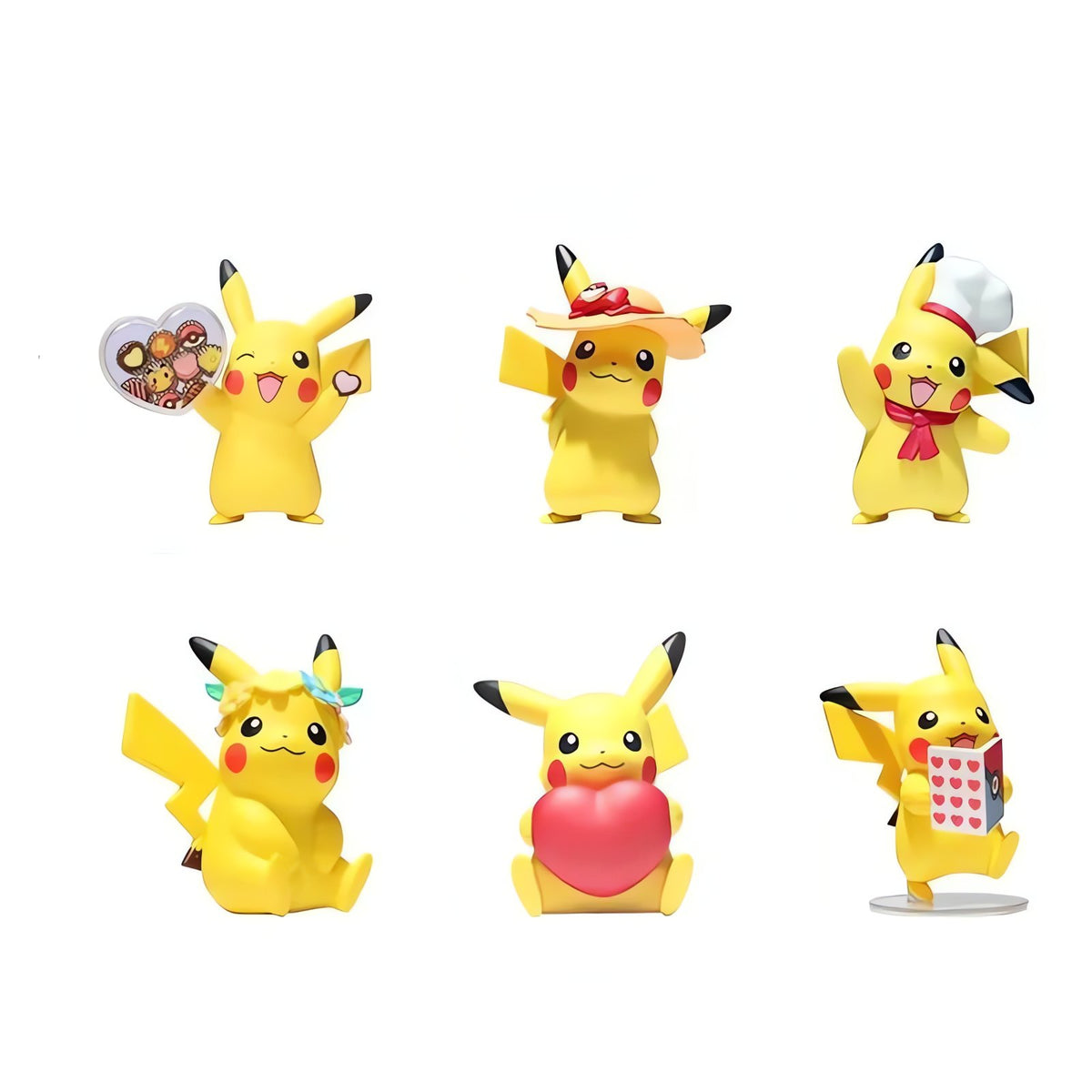 Set of six Pikachu chef figures