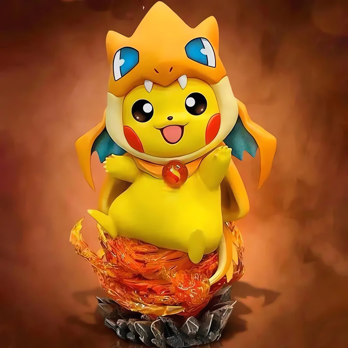 Pikachu cosplay figures in Pokémon costumes – Charmander