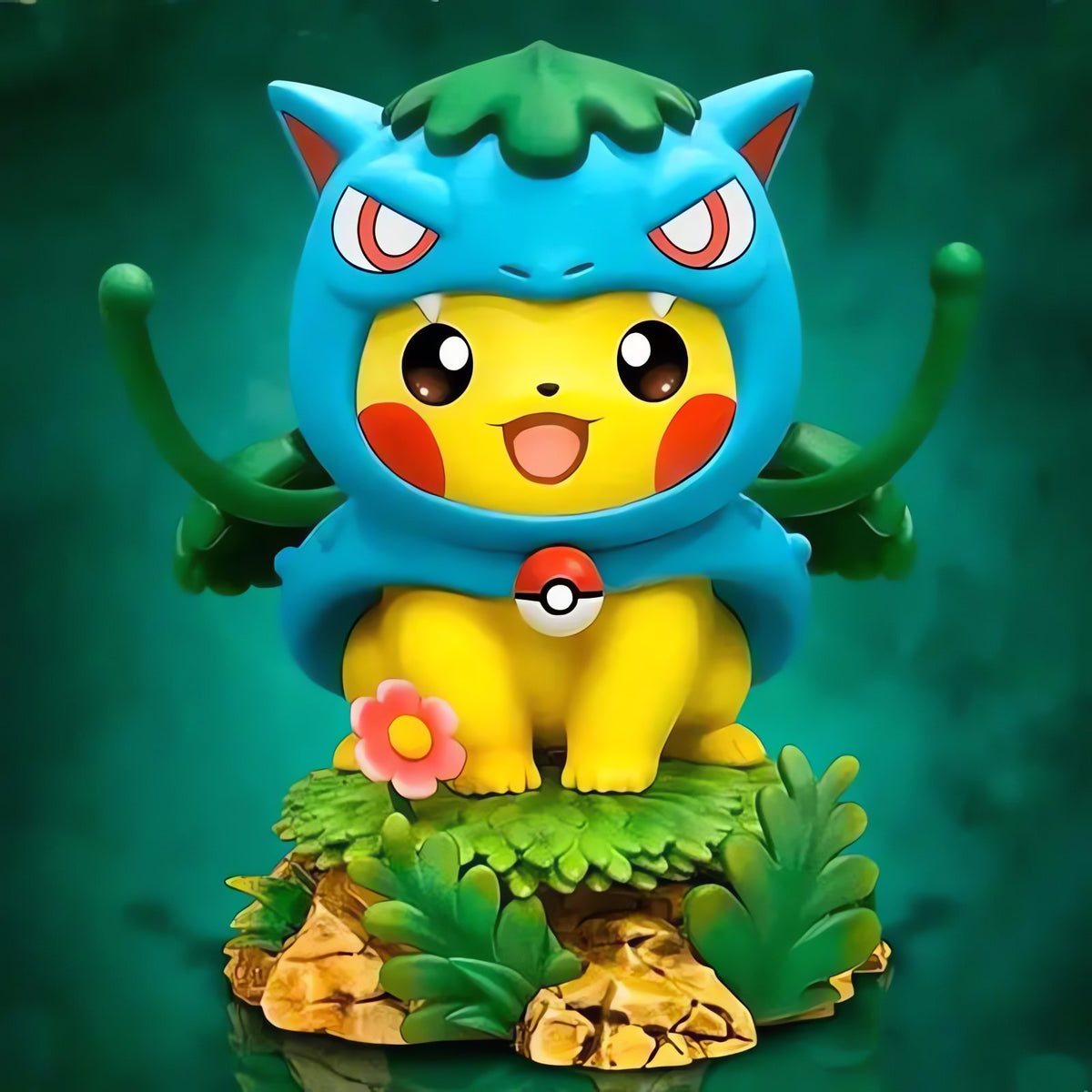 Pikachu cosplay figures in Pokémon costumes – Venusaur