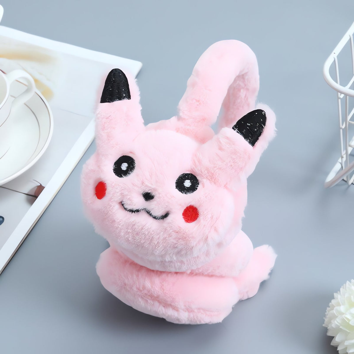 Fluffy Pikachu ear muffs for kids – Pikachu 2