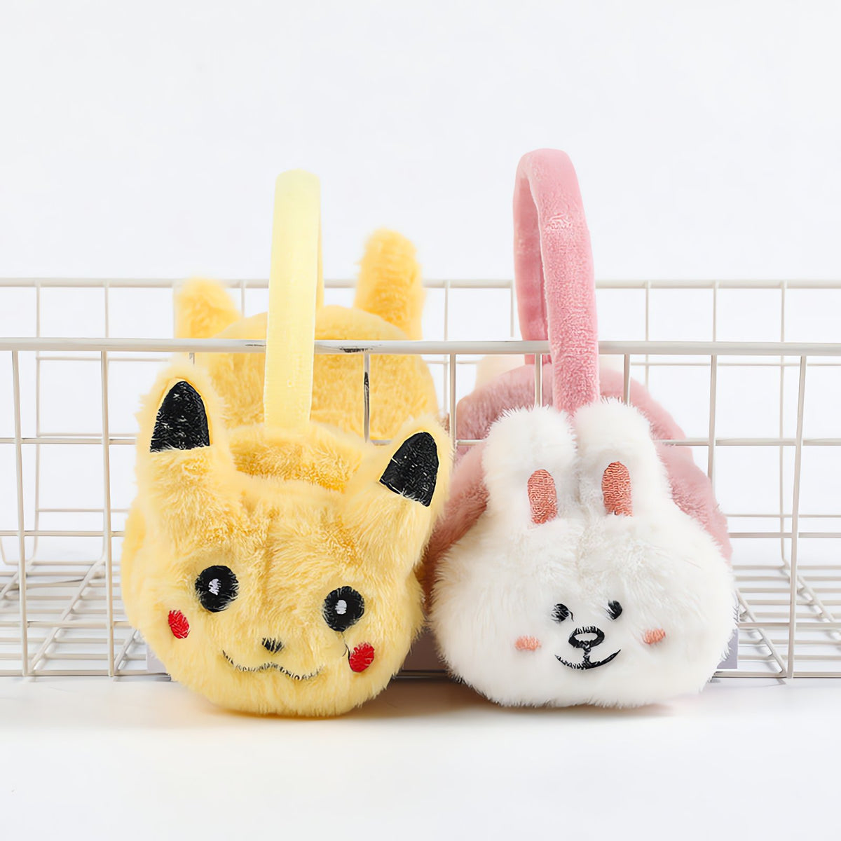 Fluffy Pikachu ear warmers for adults