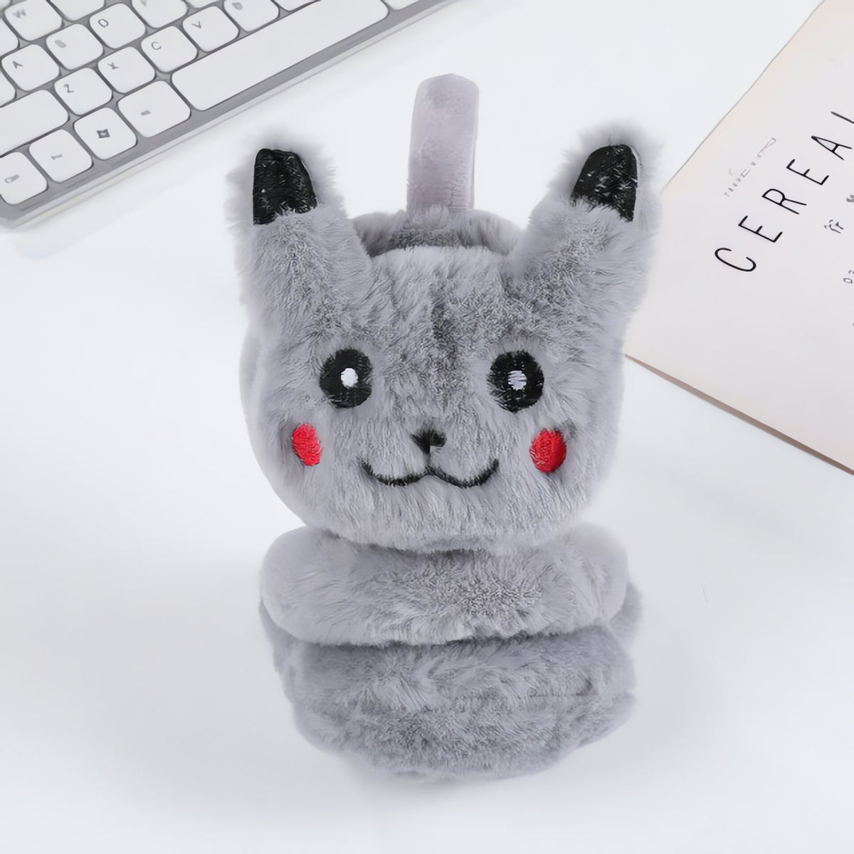 Fluffy Pikachu ear warmers for adults – Pikachu Grey