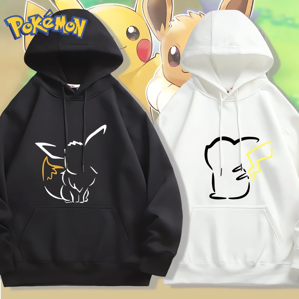 Pikachu and Eevee hoodies