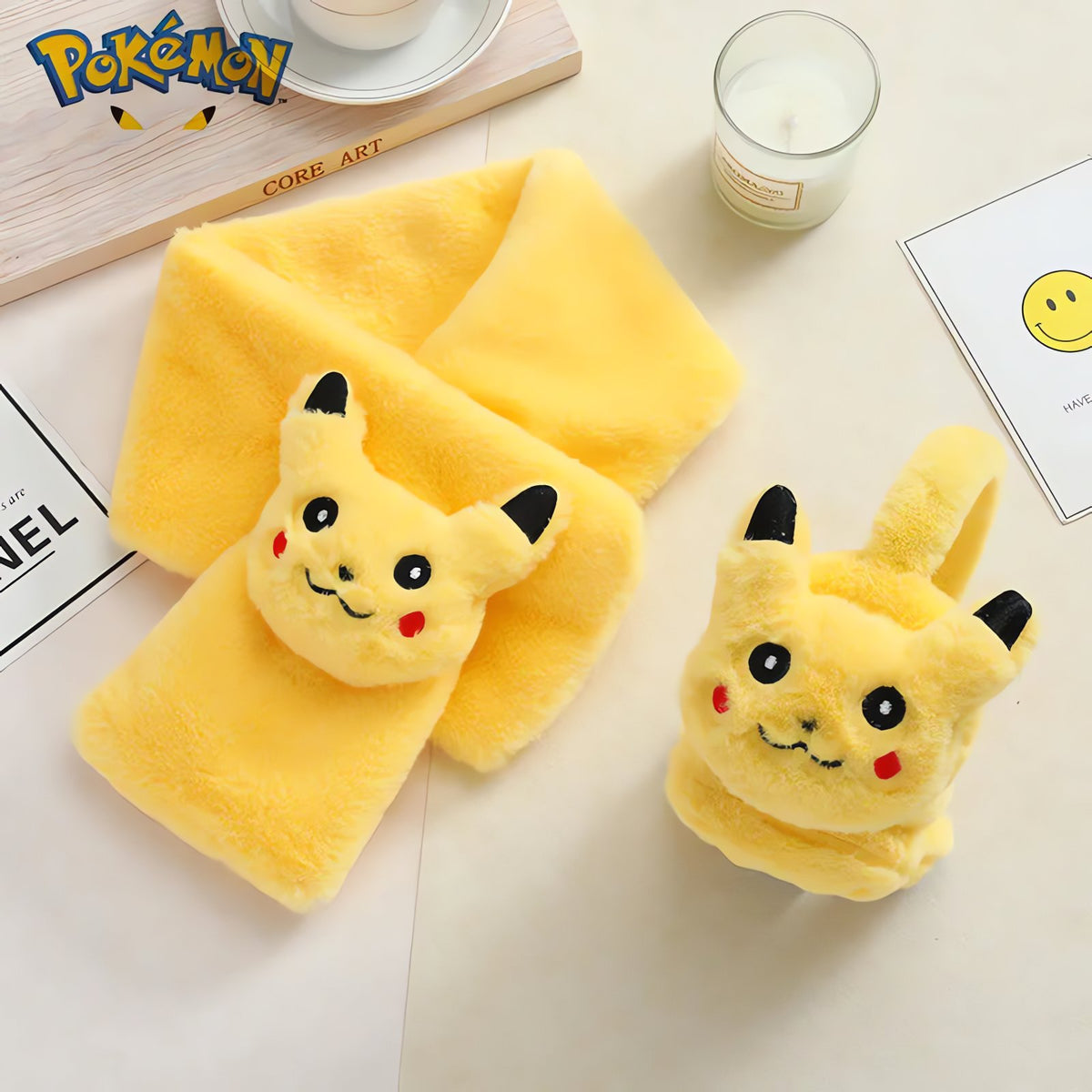 Pikachu fleece scarf and earmuffs for kids – photo 2