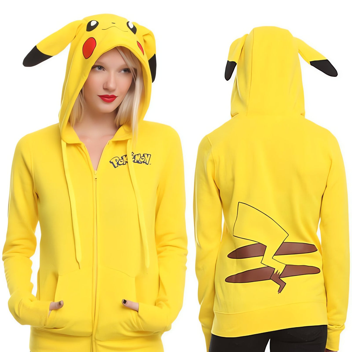 Pikachu hoodie with ears on the hood