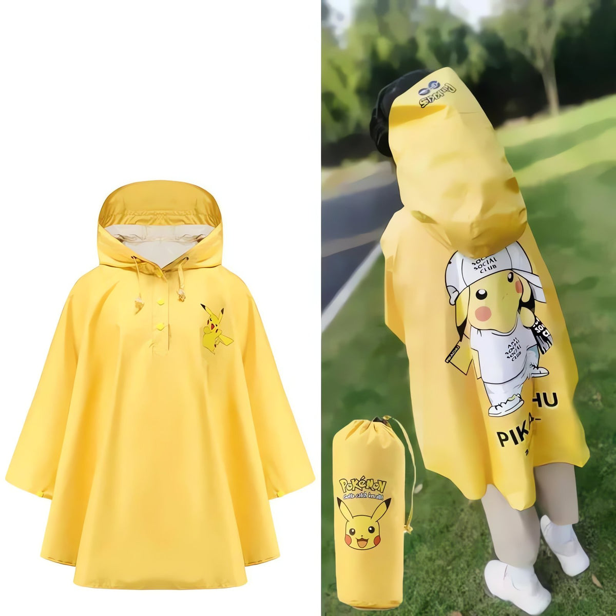 Pikachu rain poncho jacket for kids – photo 2