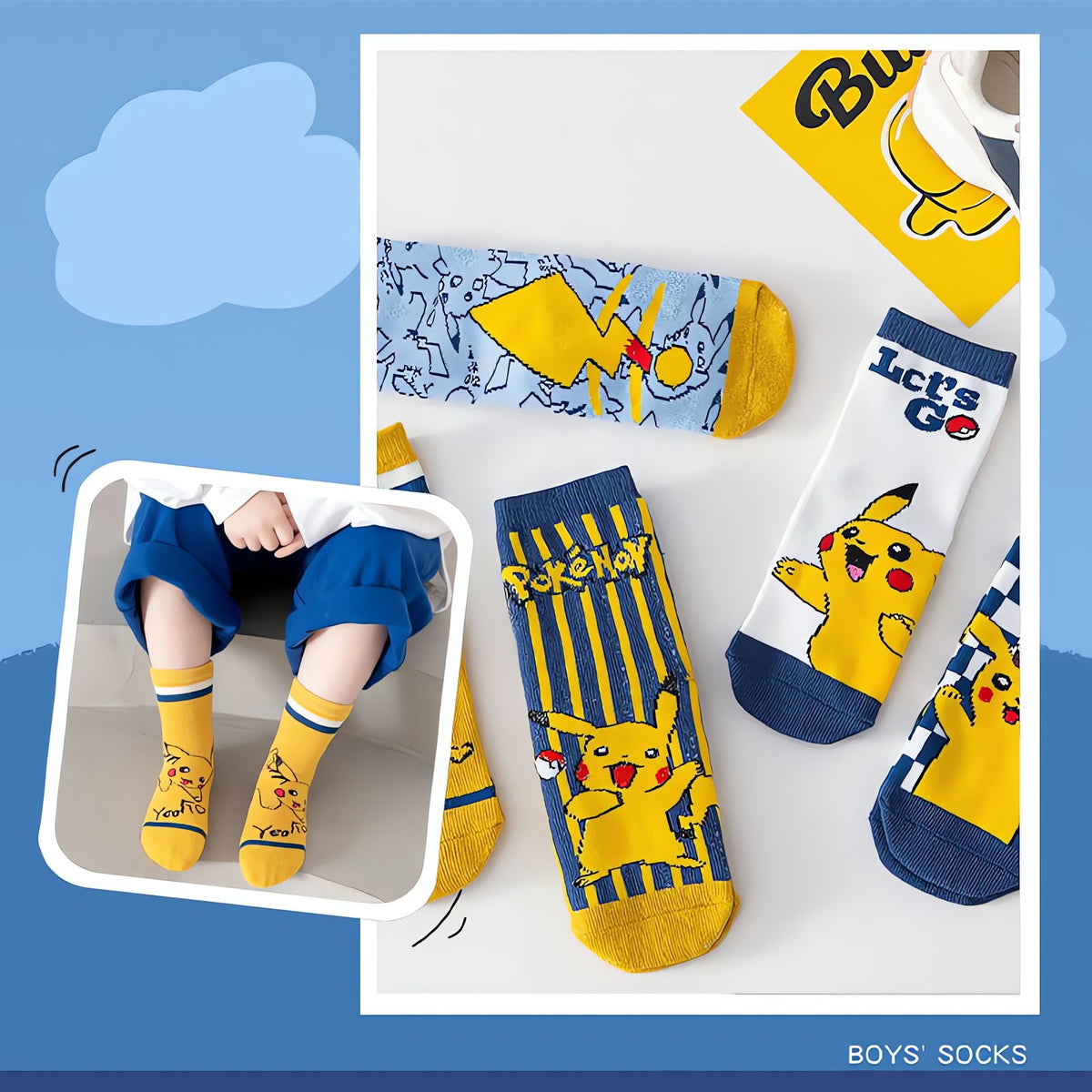 Pack of five pairs of Pikachu kids' socks – photo 4