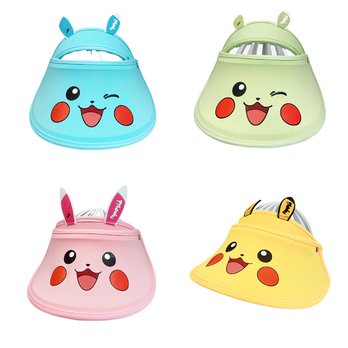 Pikachu visor cap for kids with 3D ears