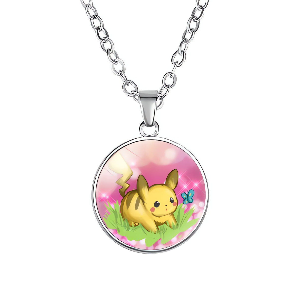 Pikachu necklace with round pendant – 01