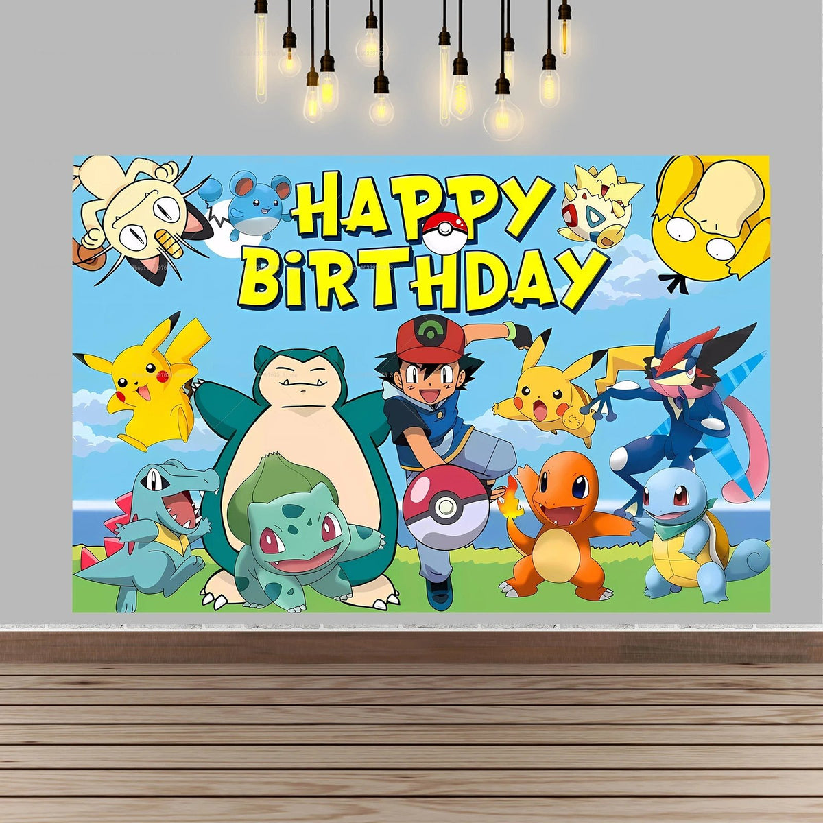 Pikachu party backdrop banner – Style 1