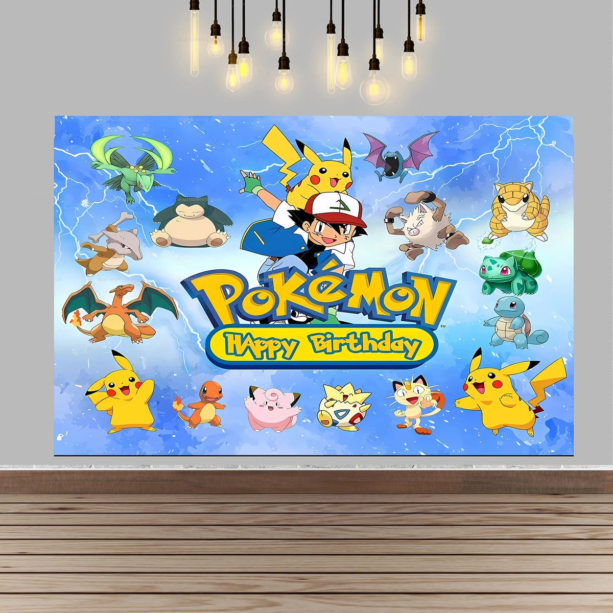 Pikachu party backdrop banner – Style 4