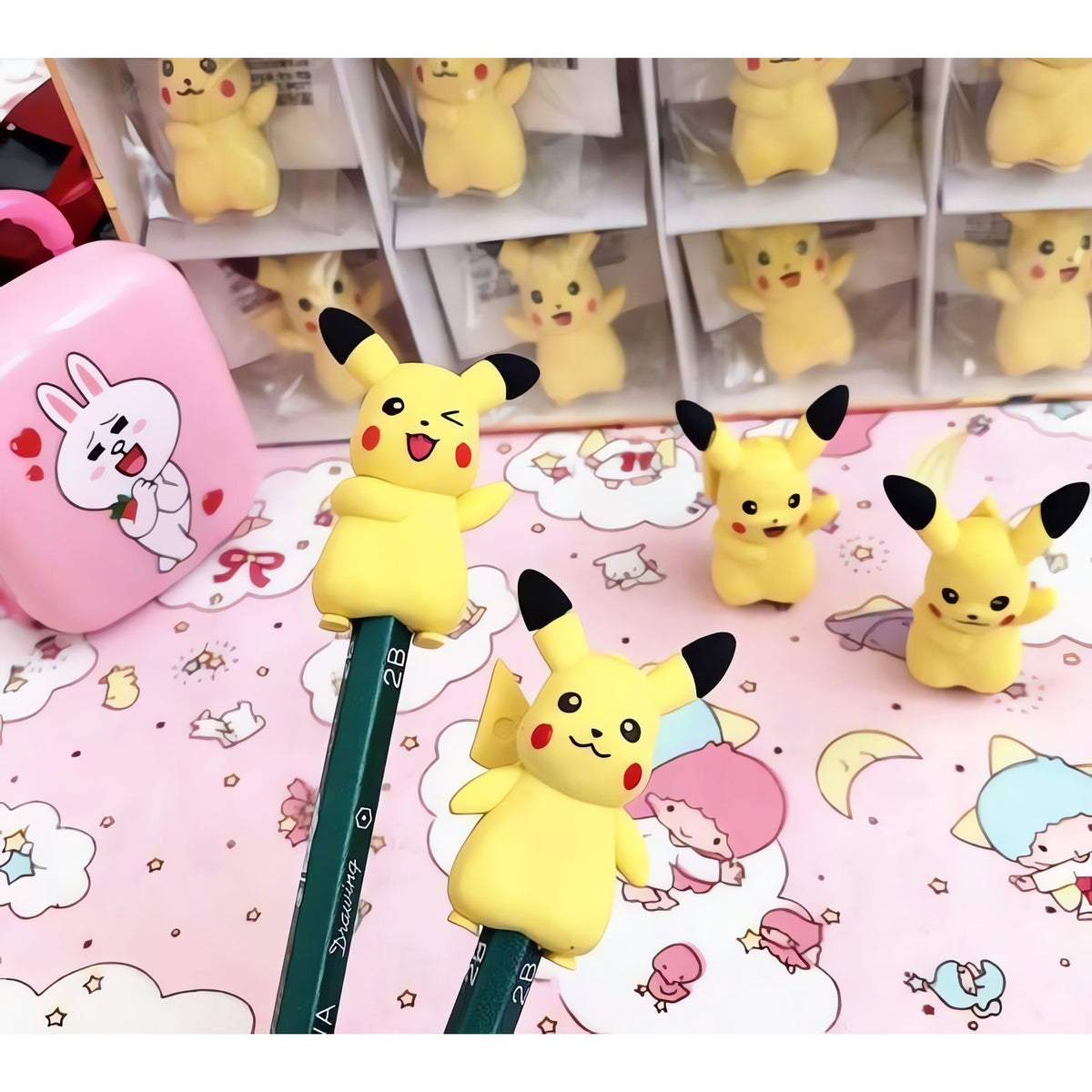 Set of three Pikachu pencil topper erasers – photo 5