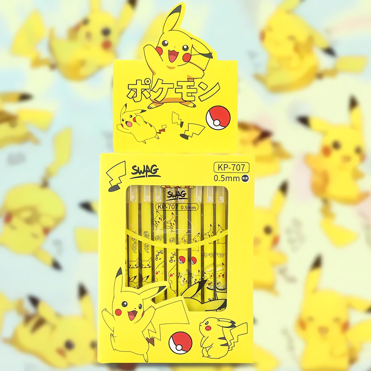 Pack of 12 Pikachu pens, 0.5mm black