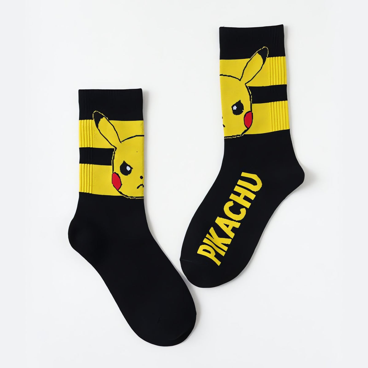 Pikachu print sports socks for adults – Pikachu 1 (Black)