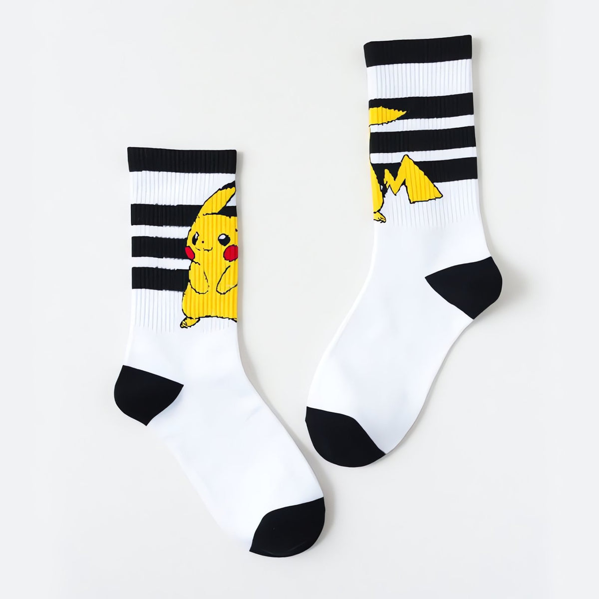 Pikachu print sports socks for adults – Pikachu 2 (White)
