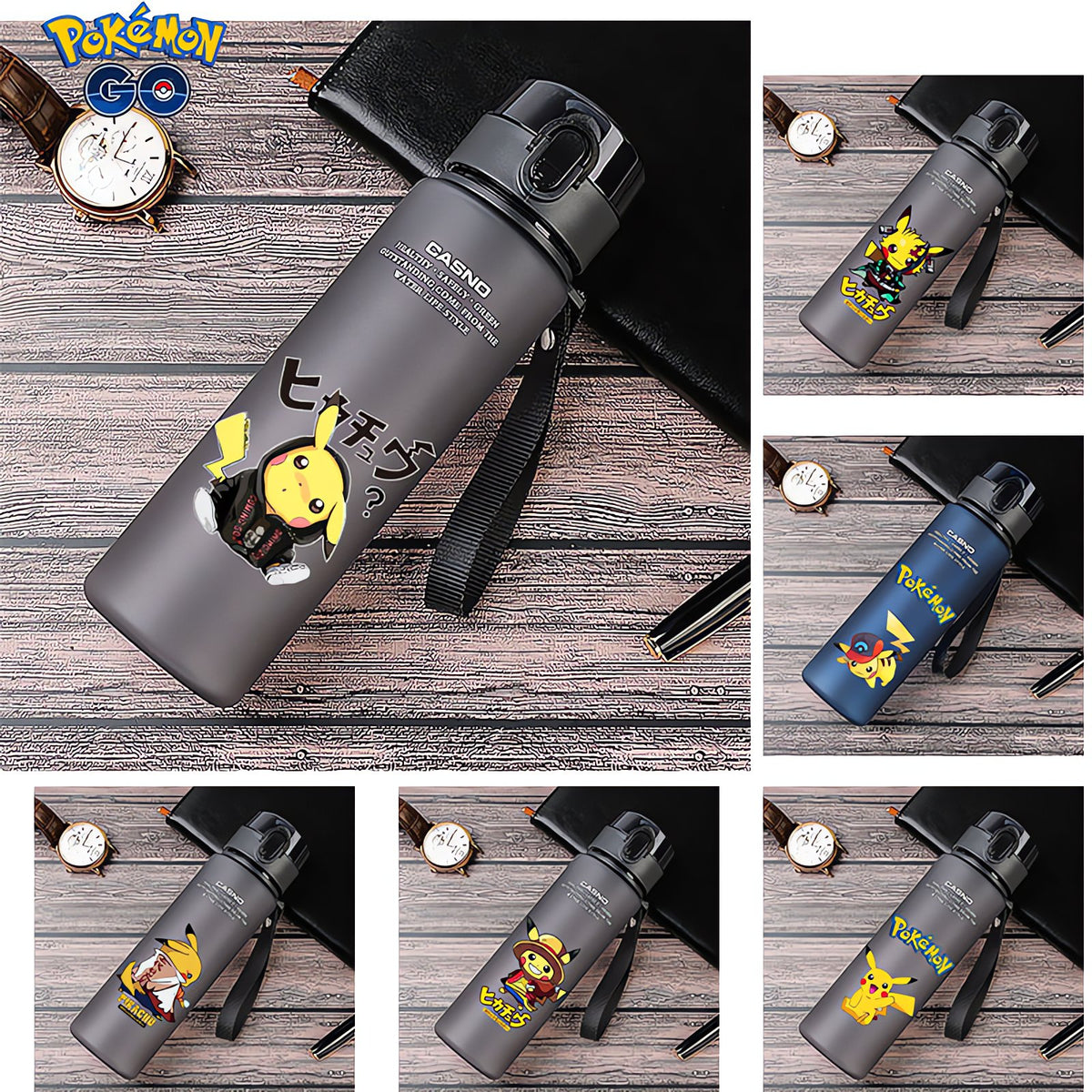 Pikachu sports water bottle