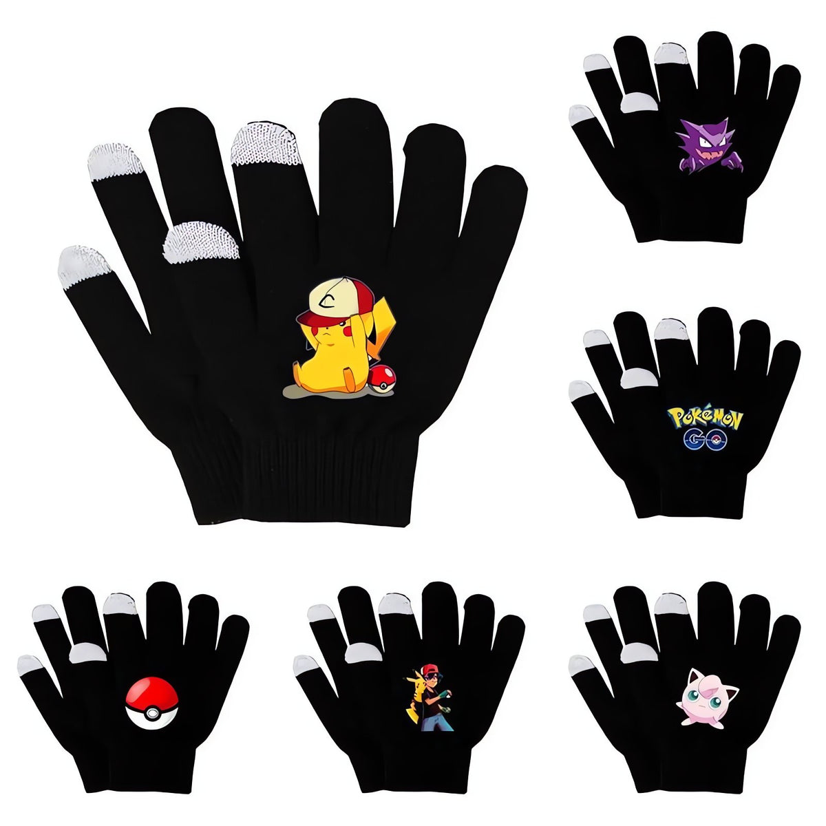 Knitted Pikachu touchscreen gloves