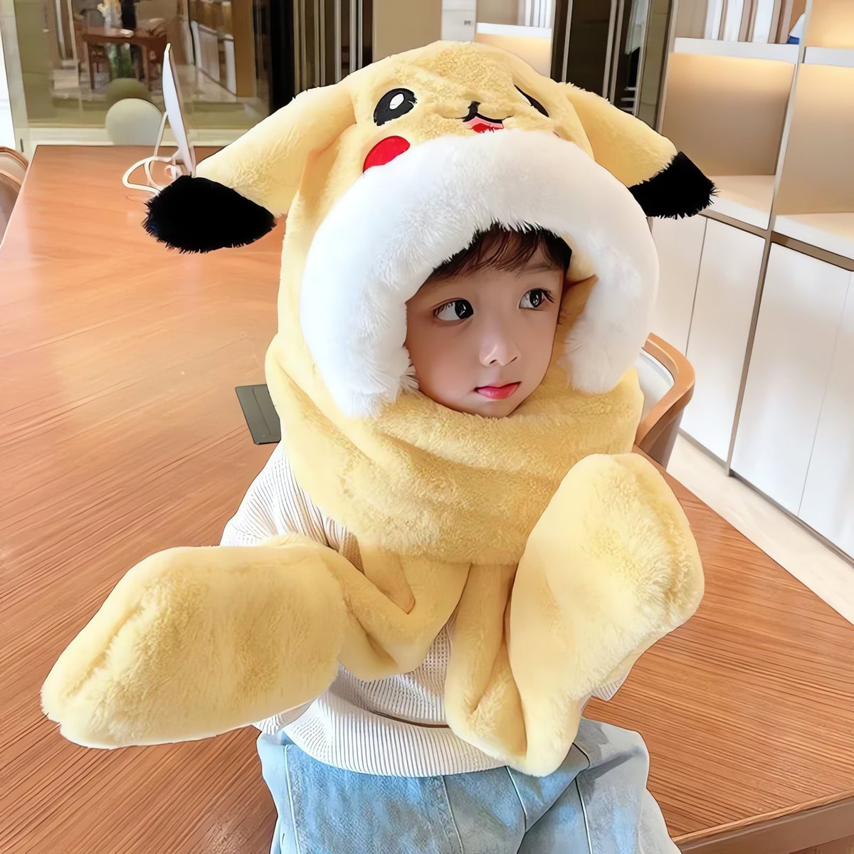 Pikachu winter hat with integrated scarf – photo 6
