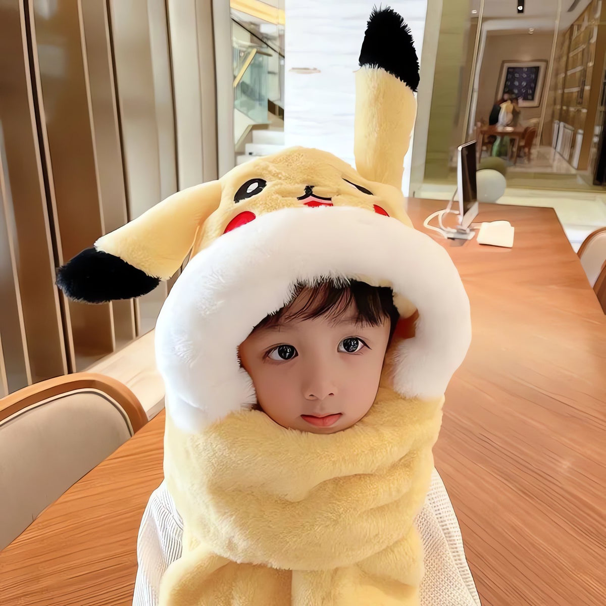 Pikachu winter hat with integrated scarf – photo 7