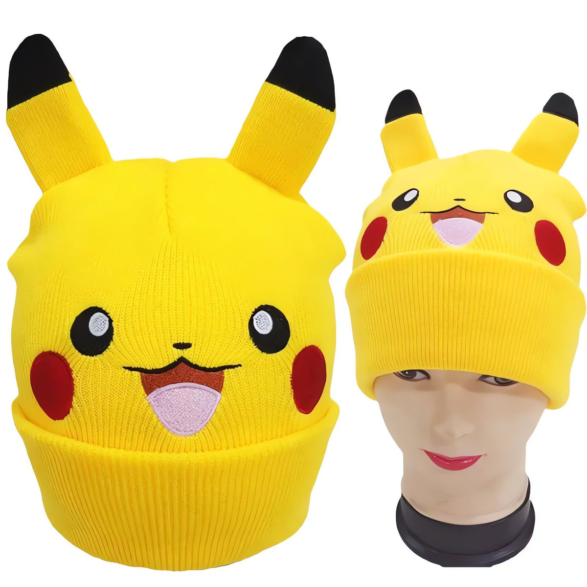 Pikachu cosplay winter hat with ears – photo 2