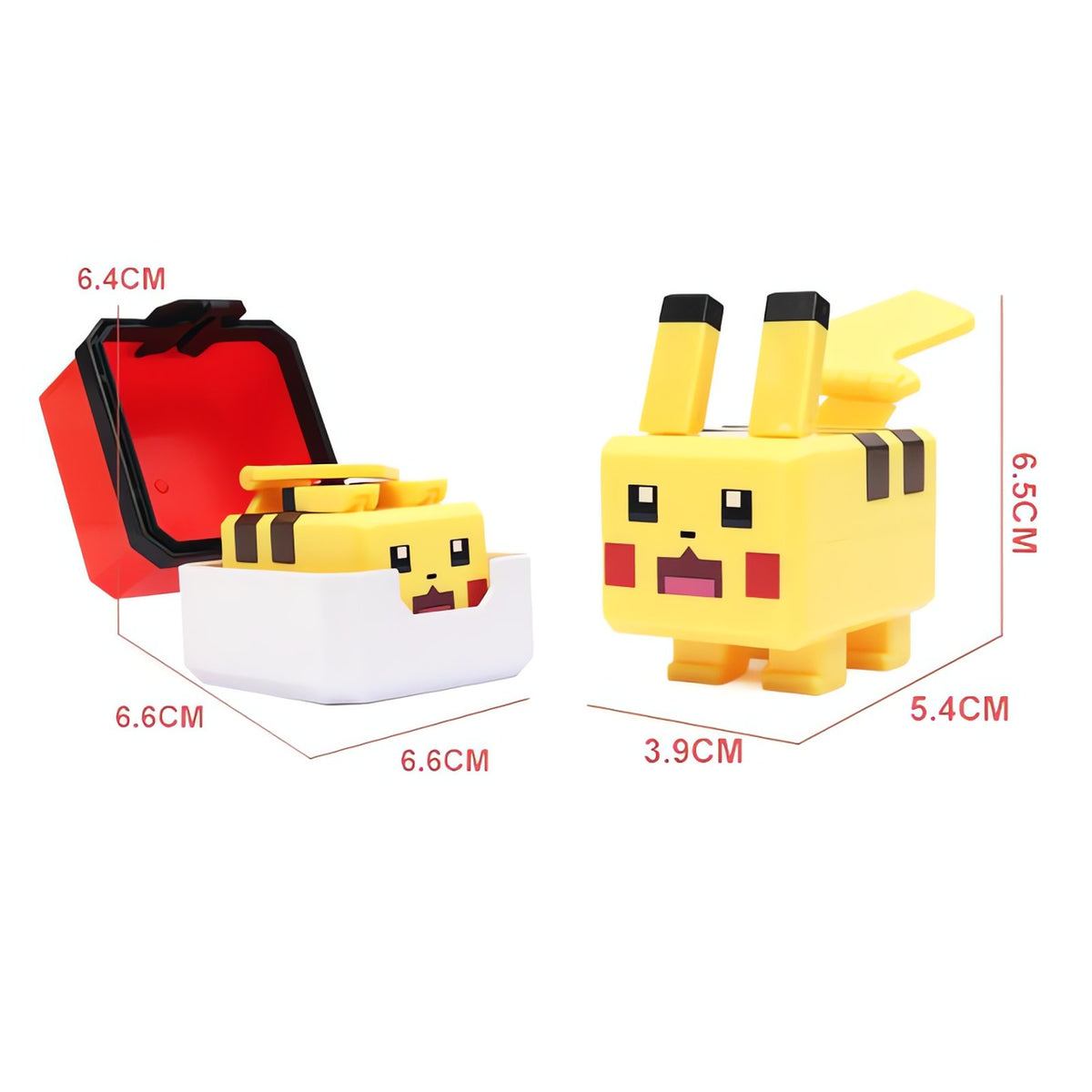 Pixel-style Pokémon figure with a square Poké Ball – Pikachu
