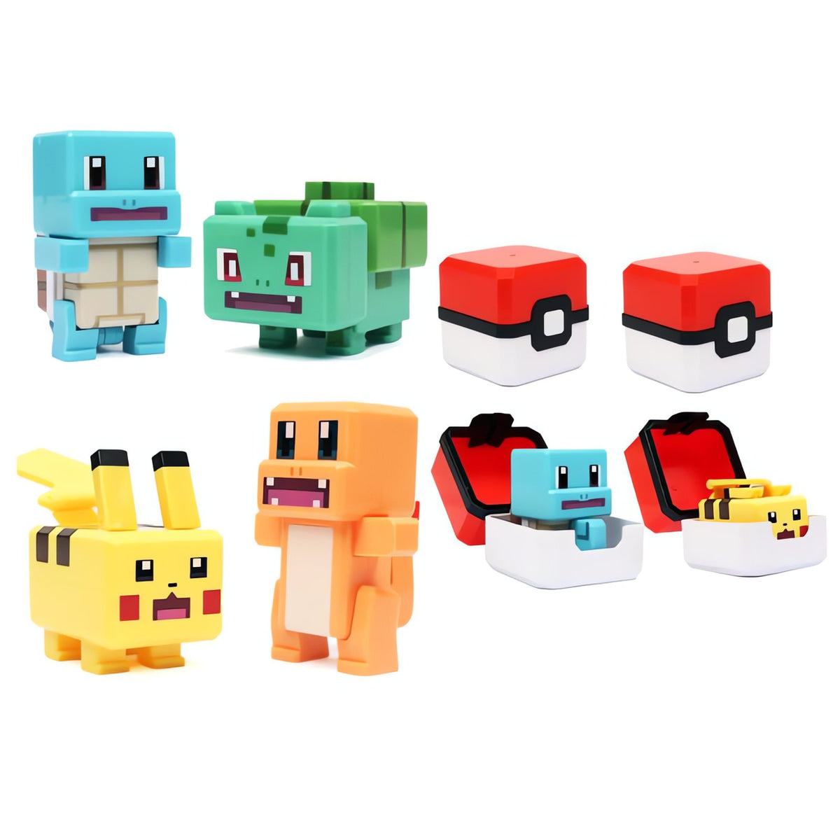 Pixel-style Pokémon figure with a square Poké Ball