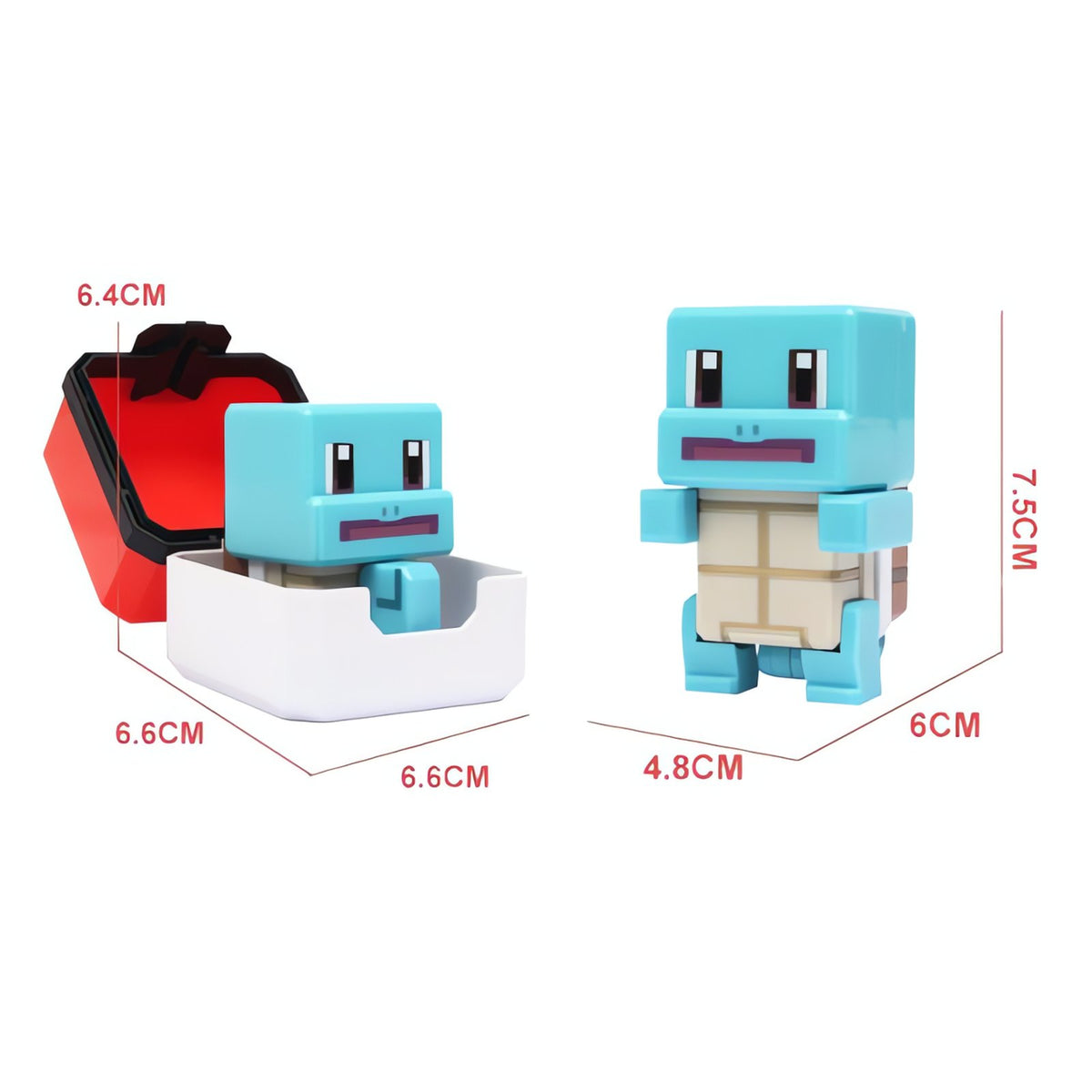 Pixel-style Pokémon figure with a square Poké Ball – Squirtle