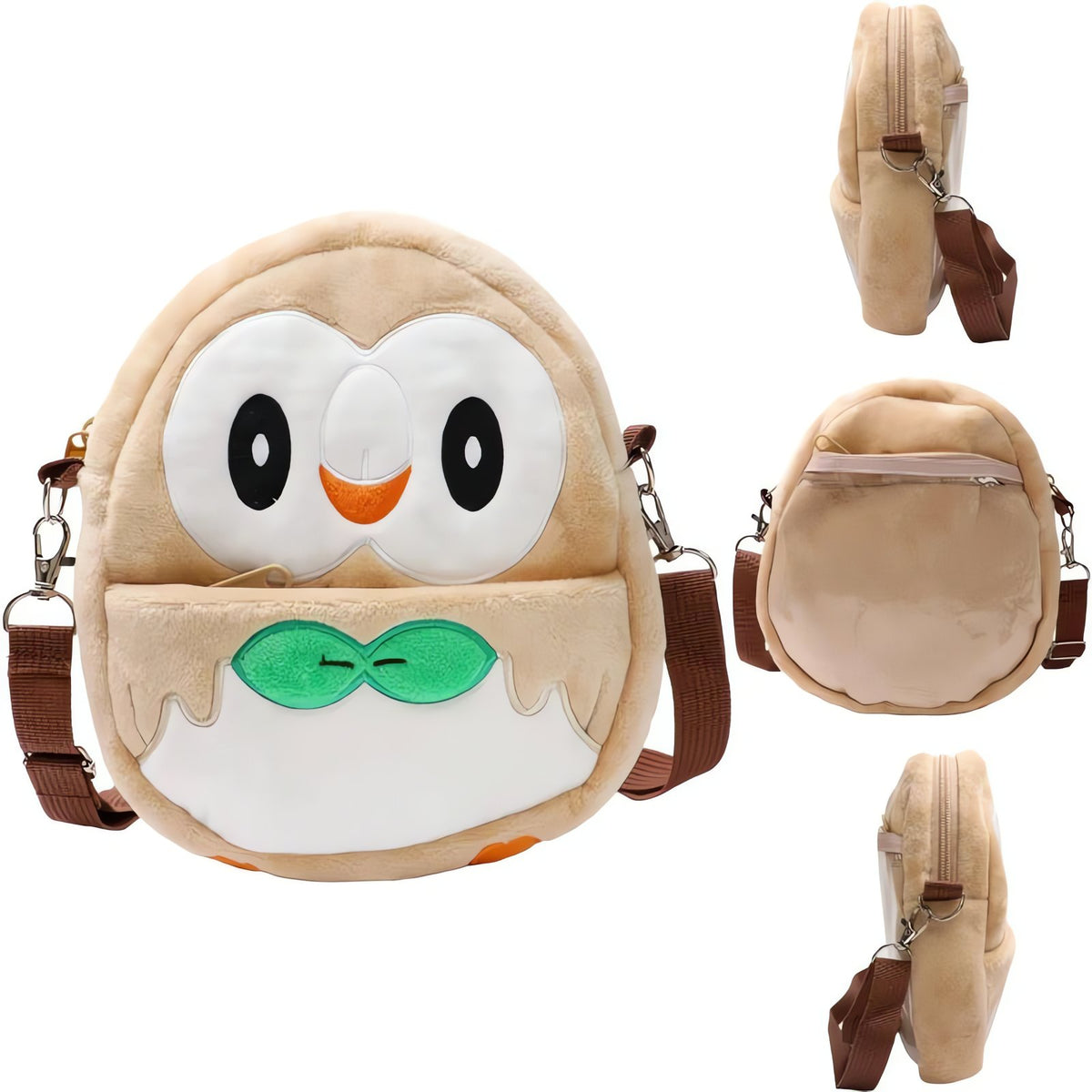 Plush crossbody bag shaped like a Pokémon – Rowlet