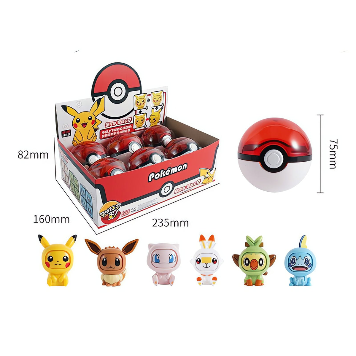 Poké Ball with face-changing Pokémon figure – 6 Figures and 6 Poké Balls B