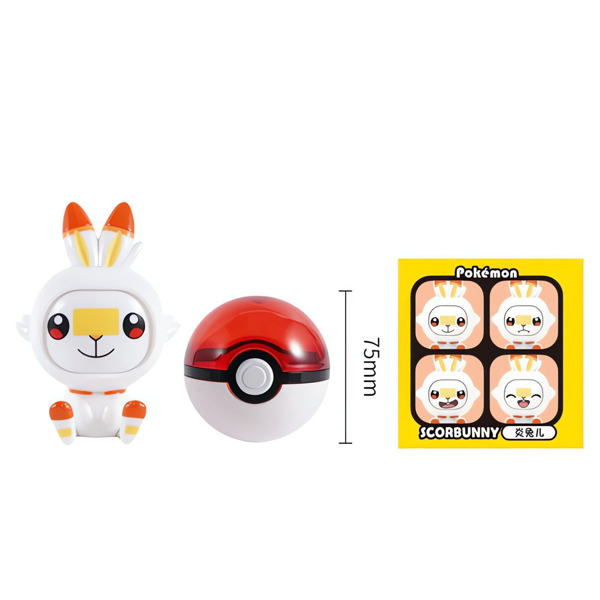 Poké Ball with face-changing Pokémon figure – Scorbunny