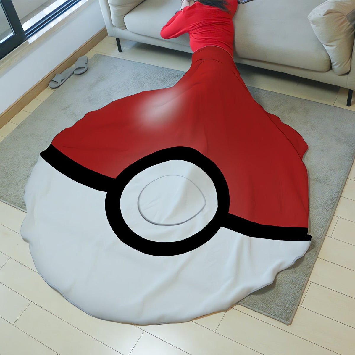 Round Poké Ball flannel blanket, 150cm