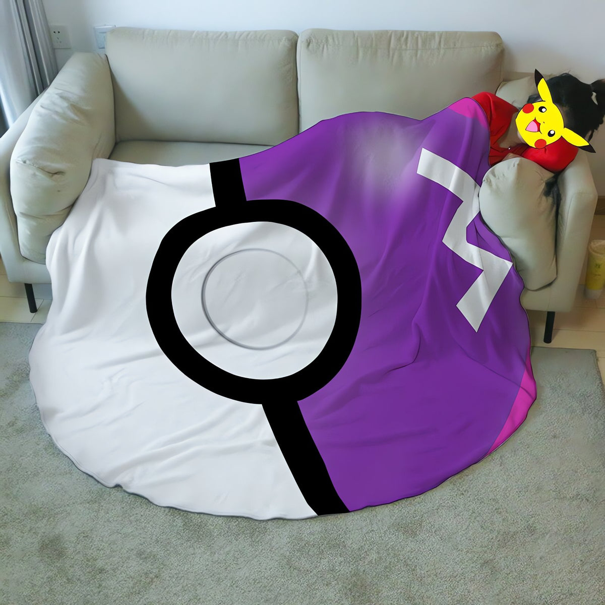 Round Poké Ball flannel blanket, 150cm – photo 15