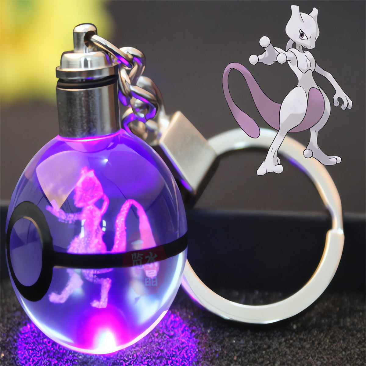 Glass Poké Ball keyring with engraved Pokémon – photo 17