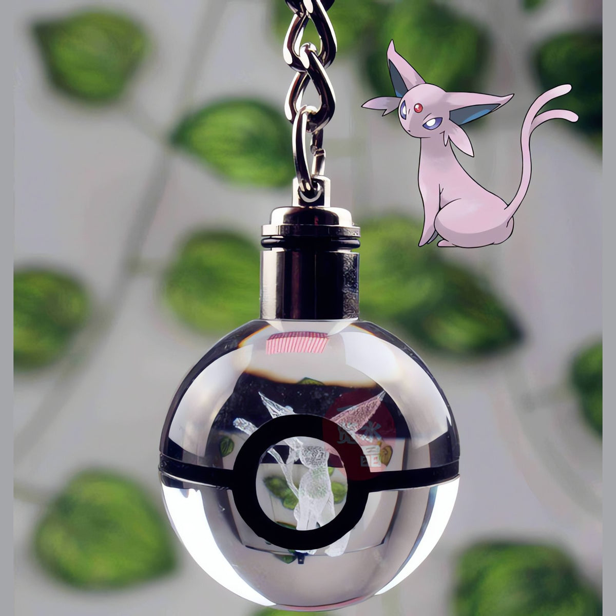 Glass Poké Ball keyring with engraved Pokémon – photo 21