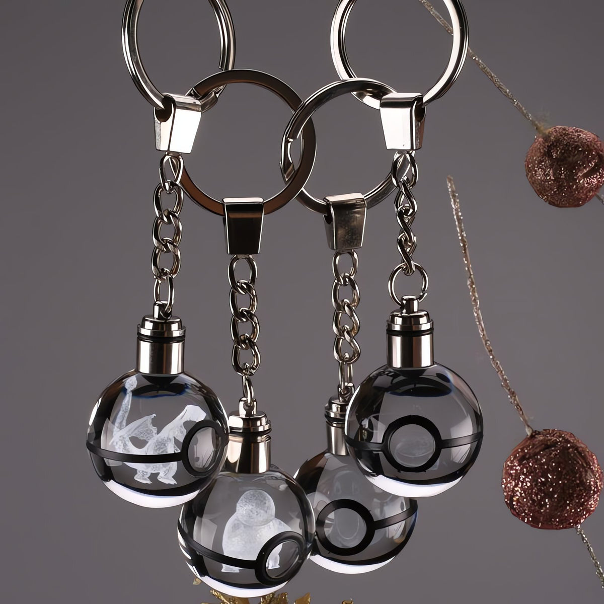 Glass Poké Ball keyring with engraved Pokémon – photo 33