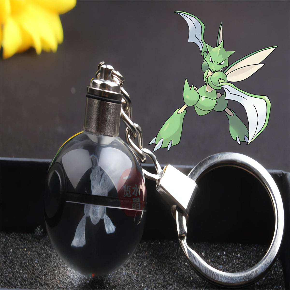 Glass Poké Ball keyring with engraved Pokémon – photo 36