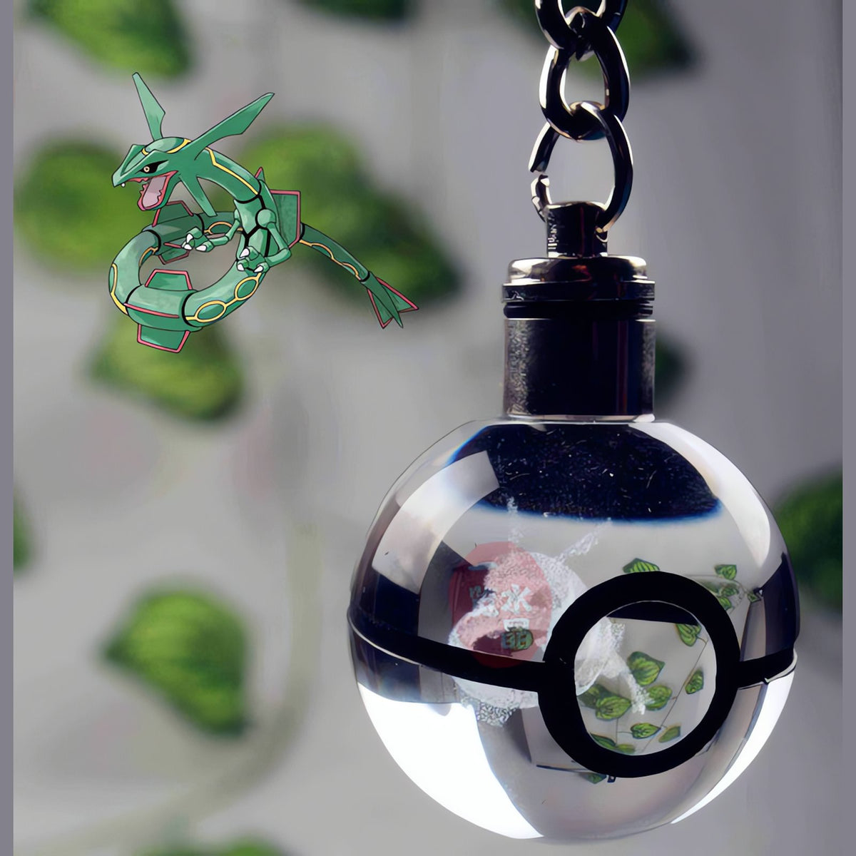 Glass Poké Ball keyring with engraved Pokémon – photo 41