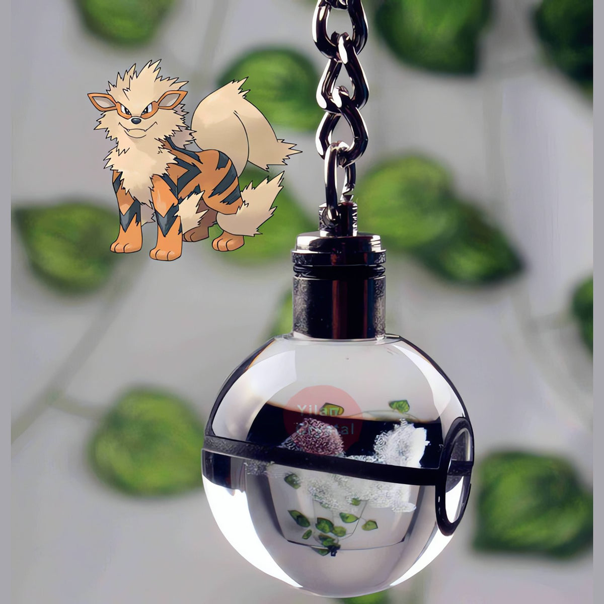 Glass Poké Ball keyring with engraved Pokémon – photo 45