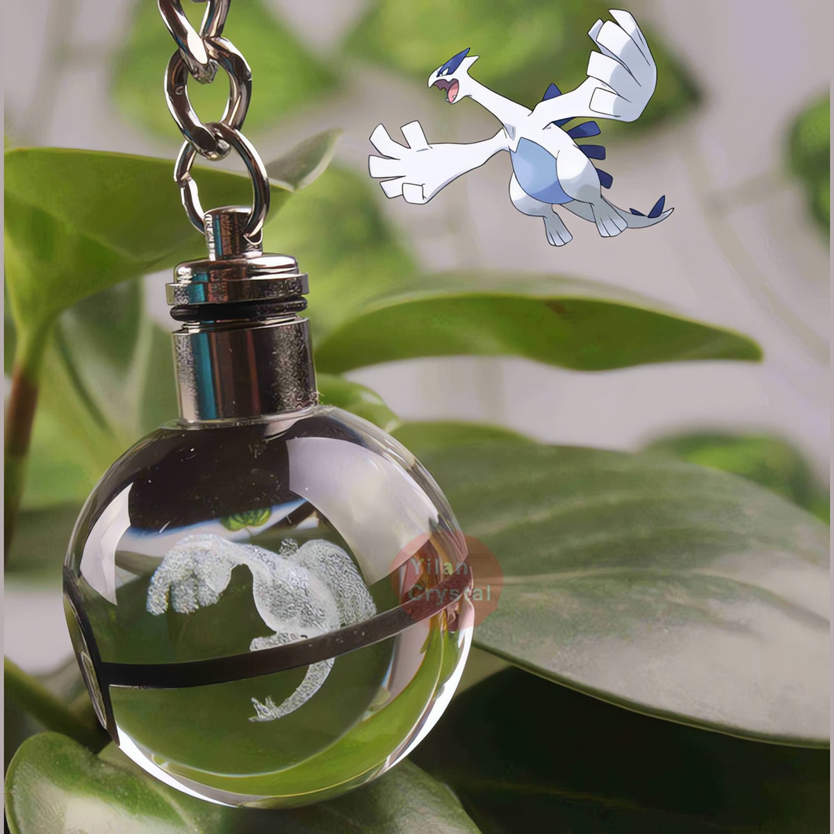Glass Poké Ball keyring with engraved Pokémon – photo 47