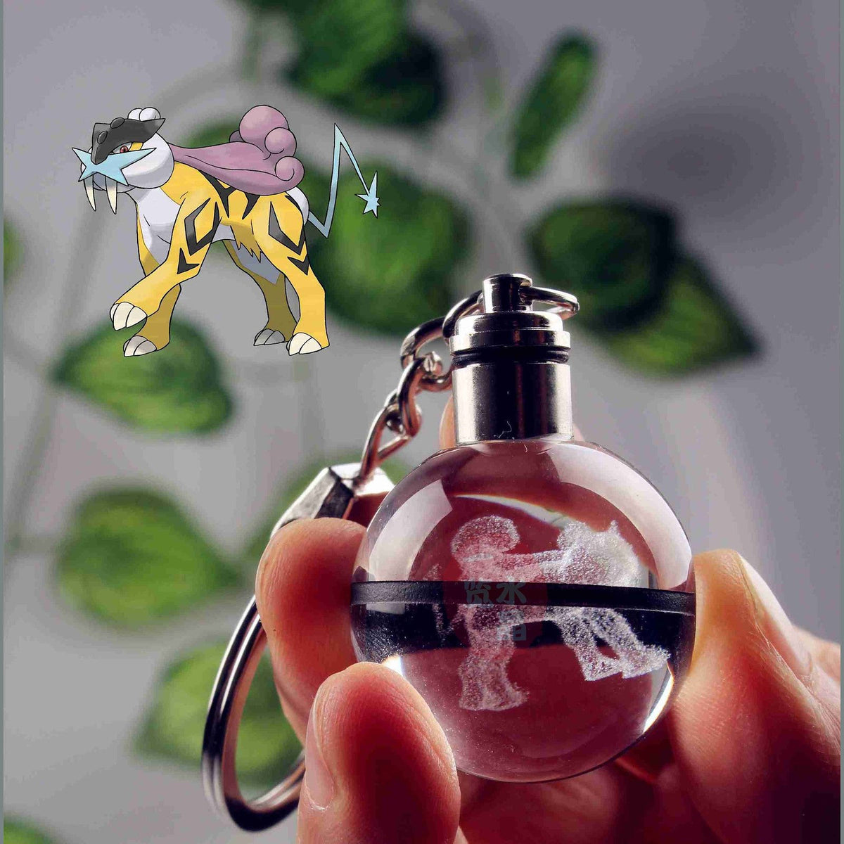 Glass Poké Ball keyring with engraved Pokémon – photo 48