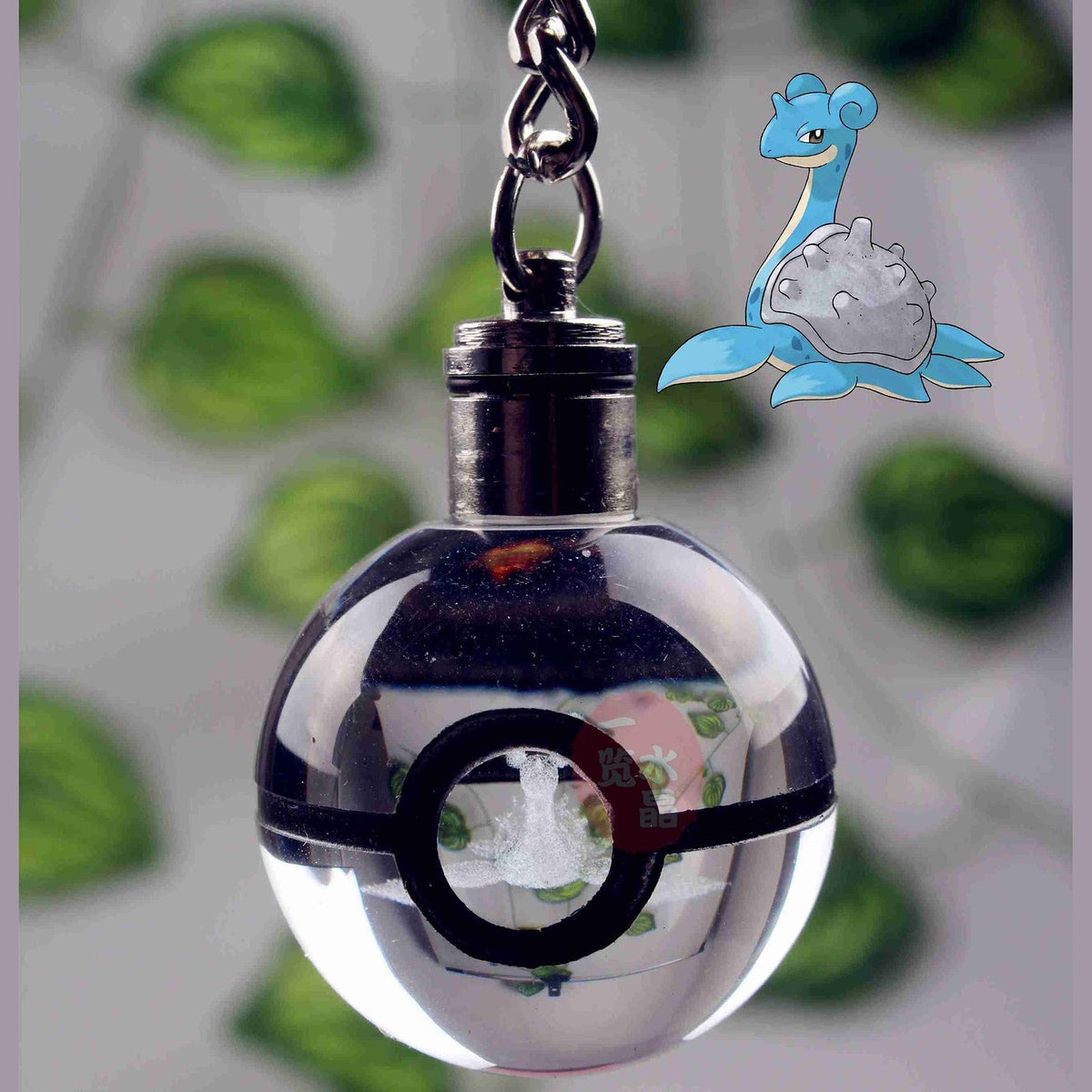 Glass Poké Ball keyring with engraved Pokémon – photo 8